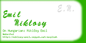 emil miklosy business card